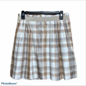 The Limited paper bag style waist tan plaid skirt size 6